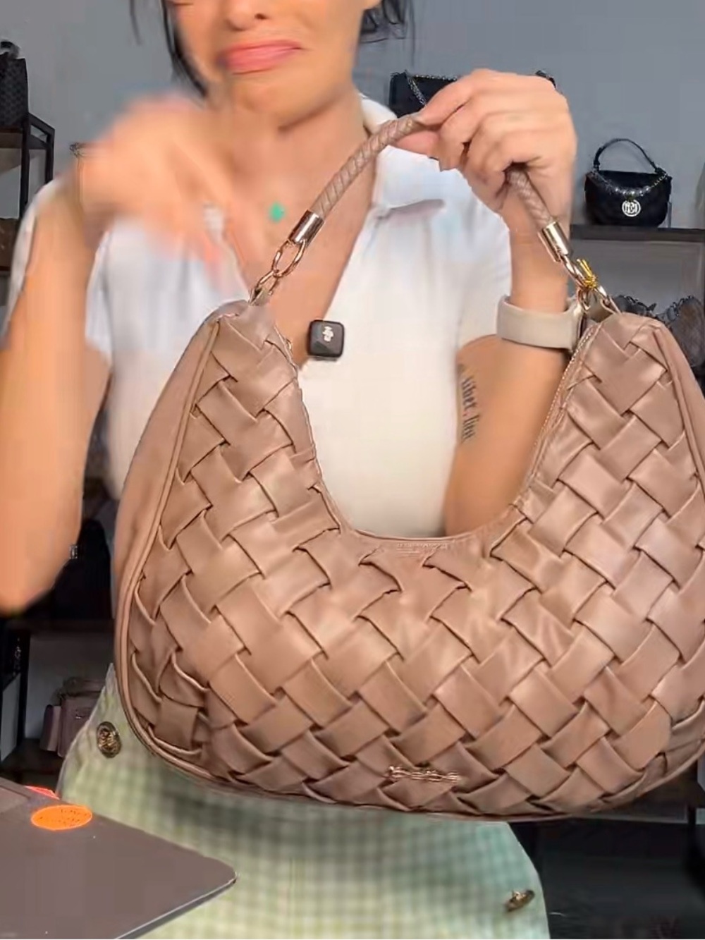 Bebe wWoven Hobo Shoulder Bag in Taupe - Women Bags